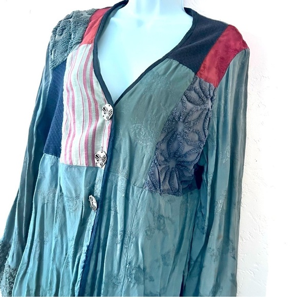 NEIL & DAVID Vintage Lagenlook Mixed Media Patchwork Top Maxi Skirt Set Size S/M - Picture 2 of 15